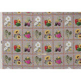 Cotton Voile Print - Beige, Yellow and Purple Floral and Vegetable Grid - Mood Exclusive Sunday with Nonna