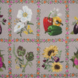 Cotton Voile Print - Beige, Yellow and Purple Floral and Vegetable Grid - Mood Exclusive Sunday with Nonna