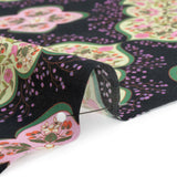 Cotton Voile Print - Black, Pink and Green Floral Tiles - Mood Exclusive Rosalind and Celia