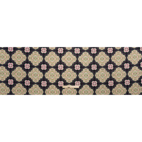 Cotton Voile Print - Black, Pink and Green Floral Tiles - Mood Exclusive Rosalind and Celia