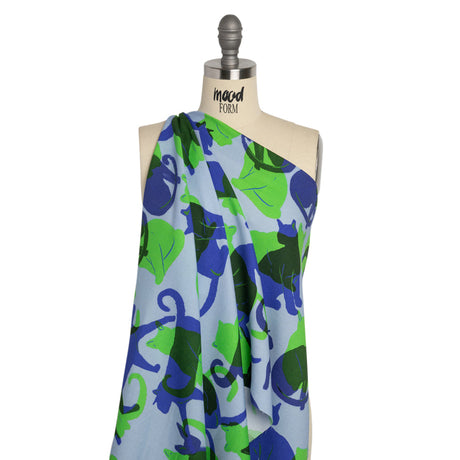 Mood Exclusive Blue Lazy Caturday Viscose Crepe