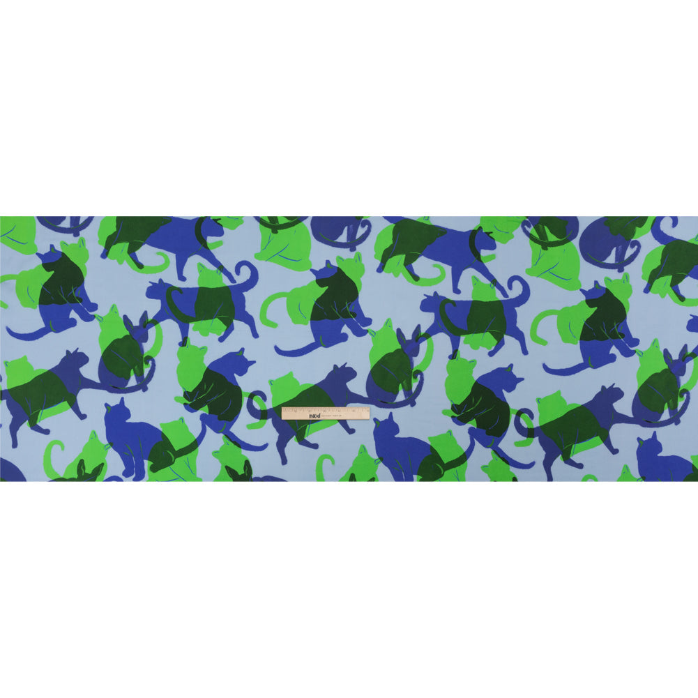 Mood Exclusive Blue Lazy Caturday Viscose Crepe