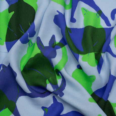 Mood Exclusive Blue Lazy Caturday Viscose Crepe
