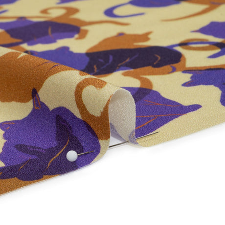 Mood Exclusive Purple Lazy Caturday Viscose Crepe