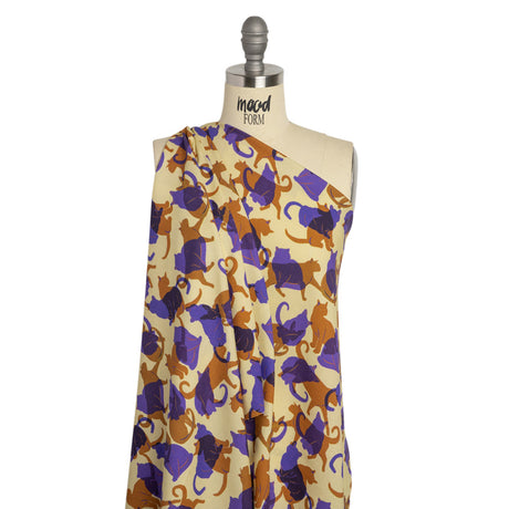 Mood Exclusive Purple Lazy Caturday Viscose Crepe