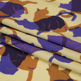 Mood Exclusive Purple Lazy Caturday Viscose Crepe