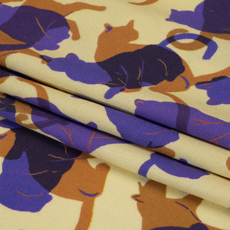 Mood Exclusive Purple Lazy Caturday Viscose Crepe