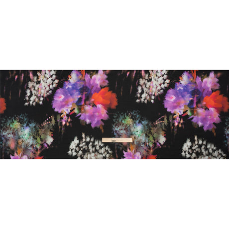 Sustainable and Recycled Viscose Satin Print - Purple, Red and Black Abstract Floral - Mood Exclusive Forest of Colors