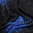 Sustainable and Recycled Viscose Satin Print - Blue and Black Glowing Florals - Mood Exclusive Marine Magic