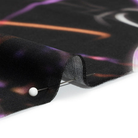 Sustainable and Recycled Viscose Satin Print - Orange and Purple Light Streaks - Mood Exclusive Shutter Speed Racer