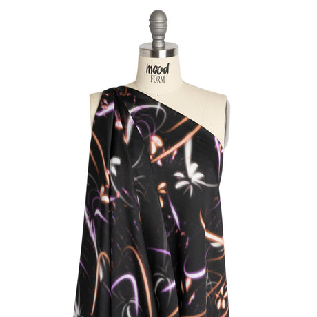 Sustainable and Recycled Viscose Satin Print - Orange and Purple Light Streaks - Mood Exclusive Shutter Speed Racer