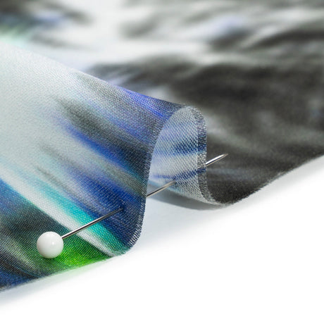 Sustainable and Recycled Viscose Satin Print - Green and Black Fireworks - Mood Exclusive Skyrockets in Flight