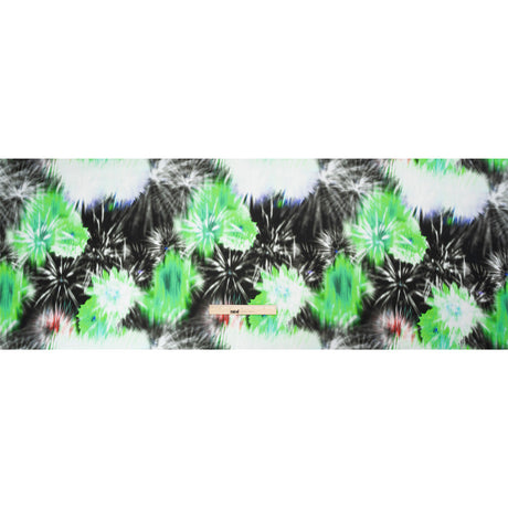 Sustainable and Recycled Viscose Satin Print - Green and Black Fireworks - Mood Exclusive Skyrockets in Flight