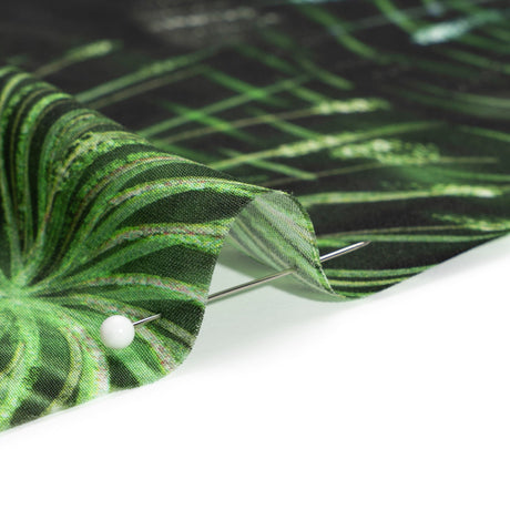 Sustainable and Recycled Viscose Satin Print - Green, Purple and Yellow Fireworks - Mood Exclusive Twilight's Last Gleaming