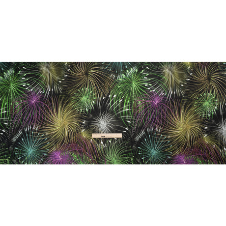 Sustainable and Recycled Viscose Satin Print - Green, Purple and Yellow Fireworks - Mood Exclusive Twilight's Last Gleaming