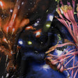 Sustainable and Recycled Viscose Satin Print - Pink, Orange and Black Fireworks and Flowers - Mood Exclusive Mirrored in Nature