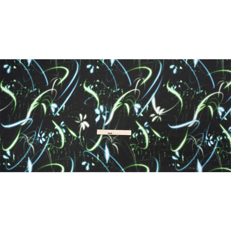 Sustainable and Recycled Viscose Satin Print - Green and Blue Light Streaks - Mood Exclusive Shutter Speed Racer