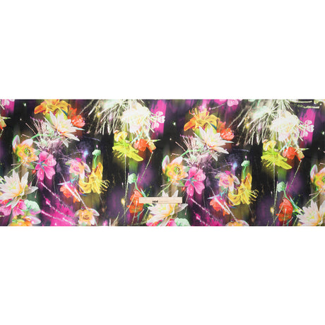 Sustainable and Recycled Viscose Satin Print - Pink, Orange and Yellow Glowing Flowers - Mood Exclusive Ignite the Light