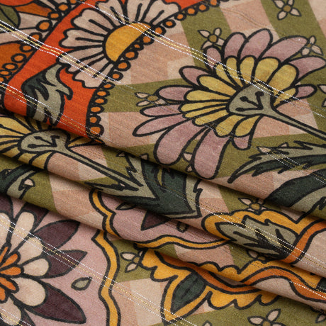 Mood Exclusive Orange Garden Gathering Metallic Pinstriped Viscose Dobby