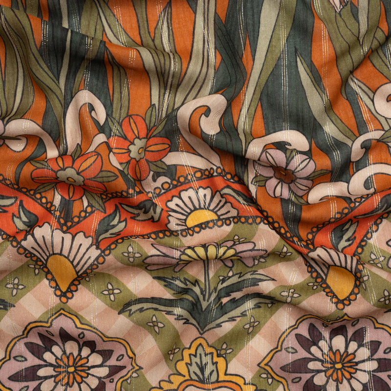 Mood Exclusive Orange Garden Gathering Metallic Pinstriped Viscose Dobby