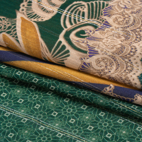 Mood Exclusive Teal My Happy Lace Metallic Pinstriped Viscose Dobby