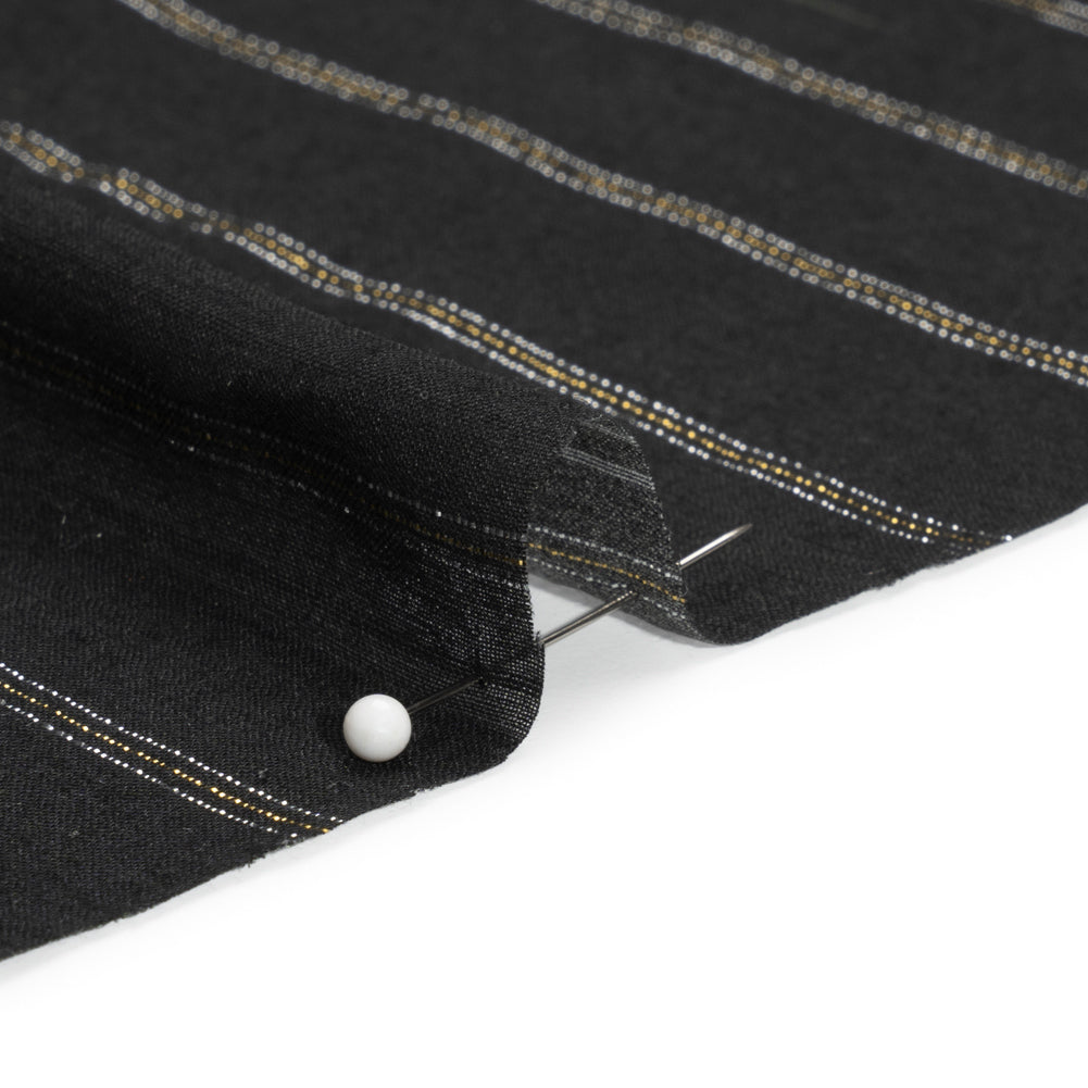 Mood Exclusive Black Garden Gathering Metallic Pinstriped Viscose Dobby