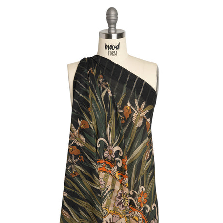 Mood Exclusive Black Garden Gathering Metallic Pinstriped Viscose Dobby