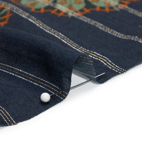 Mood Exclusive Navy Day in May Metallic Pinstriped Viscose Dobby