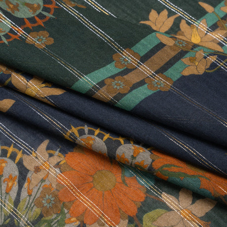 Mood Exclusive Navy Day in May Metallic Pinstriped Viscose Dobby