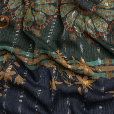 Mood Exclusive Navy Day in May Metallic Pinstriped Viscose Dobby