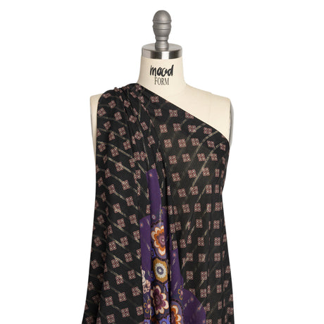 Mood Exclusive Black Petal Plaza Metallic Pinstriped Viscose Dobby