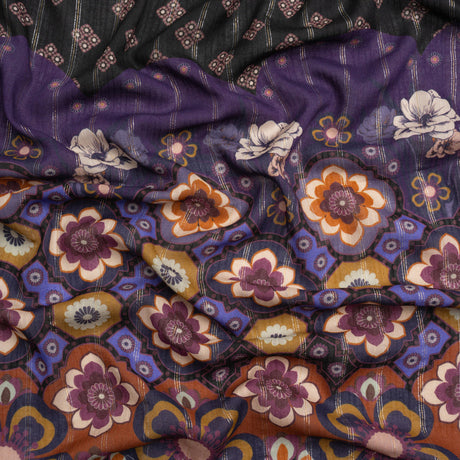 Mood Exclusive Black Petal Plaza Metallic Pinstriped Viscose Dobby