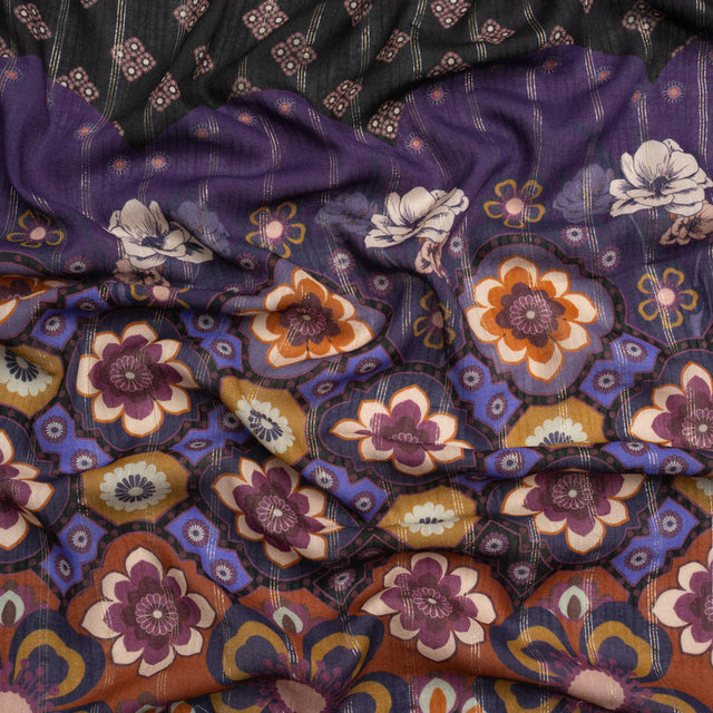 Mood Exclusive Black Petal Plaza Metallic Pinstriped Viscose Dobby