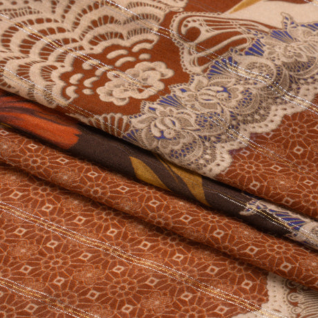 Mood Exclusive Russet My Happy Lace Metallic Pinstriped Viscose Dobby