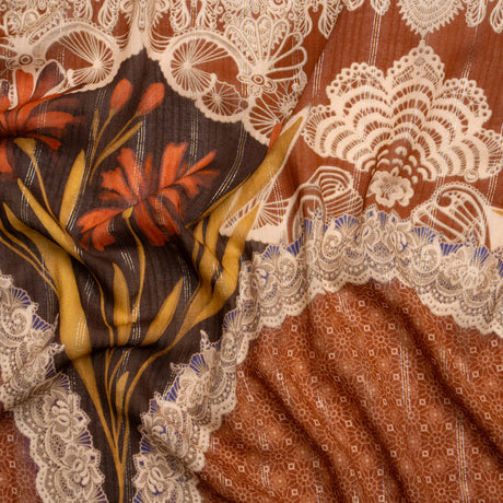 Mood Exclusive Russet My Happy Lace Metallic Pinstriped Viscose Dobby