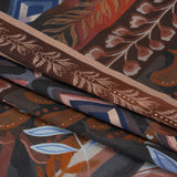 Sustainable Viscose Crepe Print - Navy and Dark Red Floral and Geometric Stripe Patchwork - Mood Exclusive Autumn Equinox