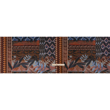 Sustainable Viscose Crepe Print - Navy and Dark Red Floral and Geometric Stripe Patchwork - Mood Exclusive Autumn Equinox