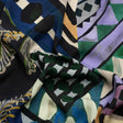 Sustainable Viscose Crepe Print - Blue, Green and Periwinkle Leafy and Geometric Patchwork - Mood Exclusive Curtain Call