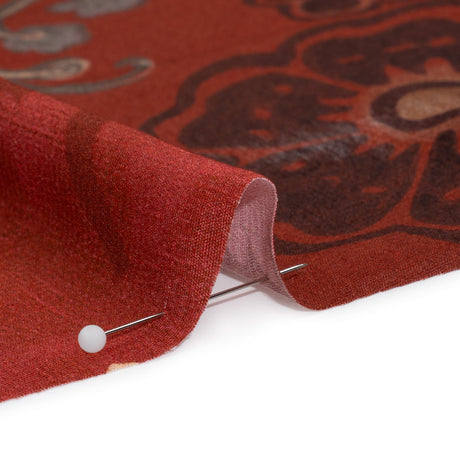 Sustainable Viscose Crepe Print - Red and Dark Teal Floral and Abstract Patches - Mood Exclusive Poppy Patchwork