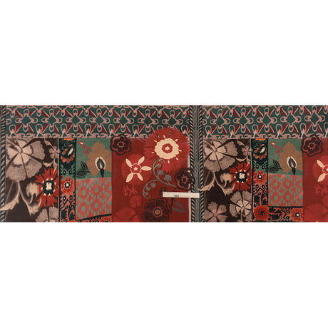 Sustainable Viscose Crepe Print - Red and Dark Teal Floral and Abstract Patches - Mood Exclusive Poppy Patchwork