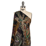 Sustainable Viscose Crepe Print - Brown and Green Leafy and Geometric Patchwork - Mood Exclusive Overgrown Life
