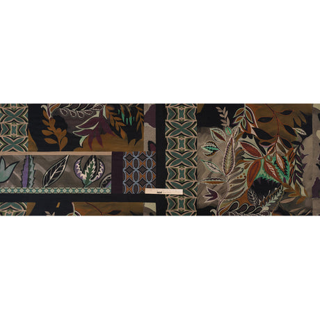 Sustainable Viscose Crepe Print - Brown and Green Leafy and Geometric Patchwork - Mood Exclusive Overgrown Life