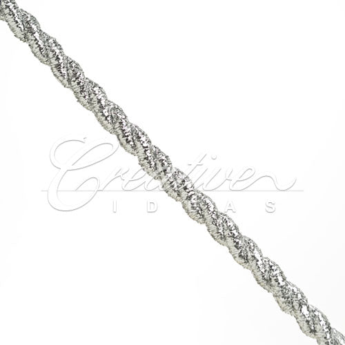 6Mm 2 Ply Twist Cords - 25 Yards (Silver)