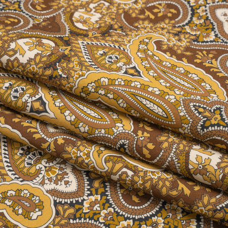 Mood Exclusive Brown Paisley Party Stretch Cotton Sateen