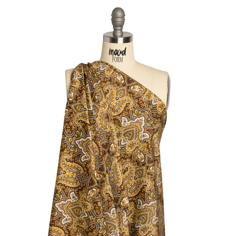 Mood Exclusive Brown Paisley Party Stretch Cotton Sateen