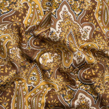 Mood Exclusive Brown Paisley Party Stretch Cotton Sateen