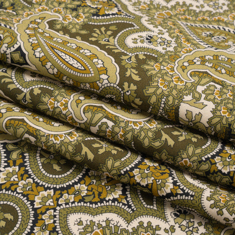 Mood Exclusive Olive Paisley Party Stretch Cotton Sateen