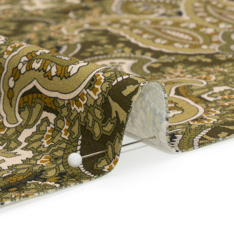 Mood Exclusive Olive Paisley Party Stretch Cotton Sateen