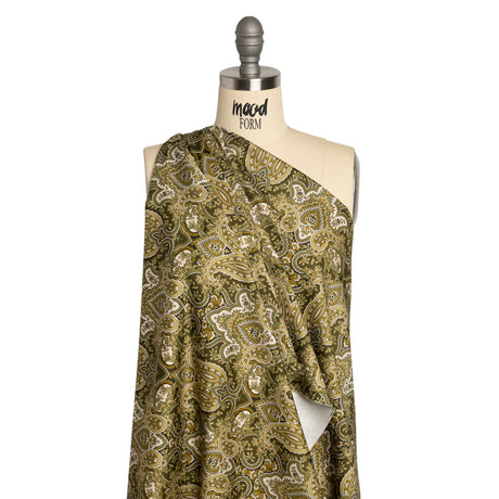 Mood Exclusive Olive Paisley Party Stretch Cotton Sateen