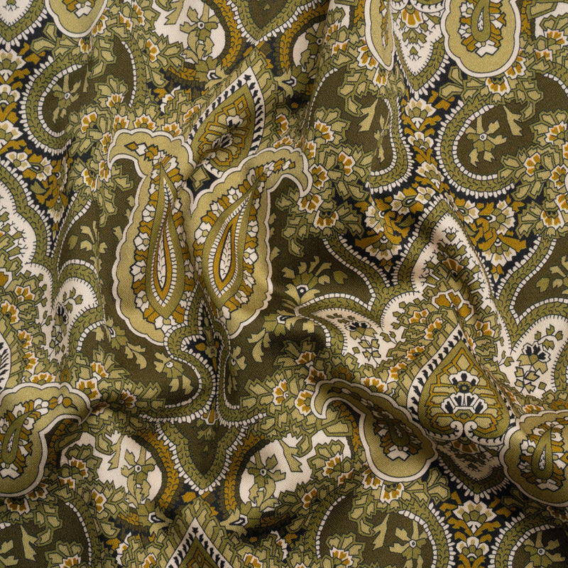 Mood Exclusive Olive Paisley Party Stretch Cotton Sateen